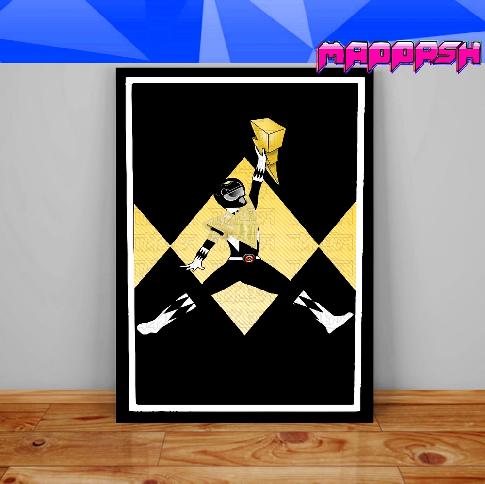 Fortnite Power Ranger, Air Jordan Power Rangers Poster Black Ranger Print Poster